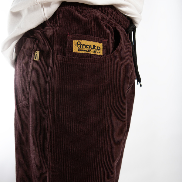 Spodnie Malita cord LOG SL elastic claret